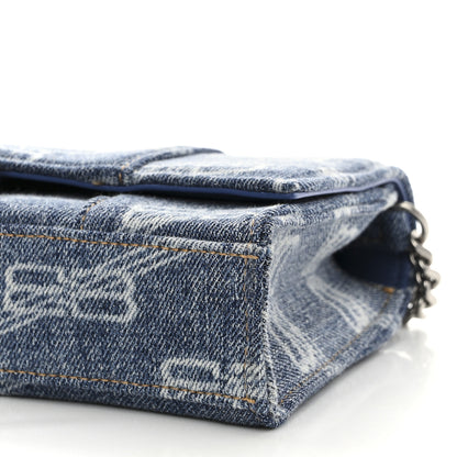 Balenciaga Denim BB Monogram Hourglass Chain Bag Blue 10 of 10