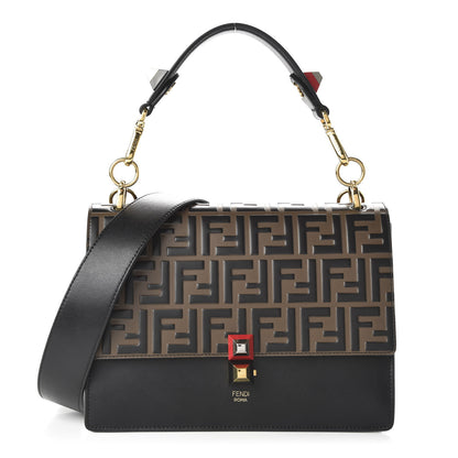 Fendi Vitello Liberty Bi-Color FF 1974 Embossed Kan I Shoulder Bag Black Maya 1 of 11
