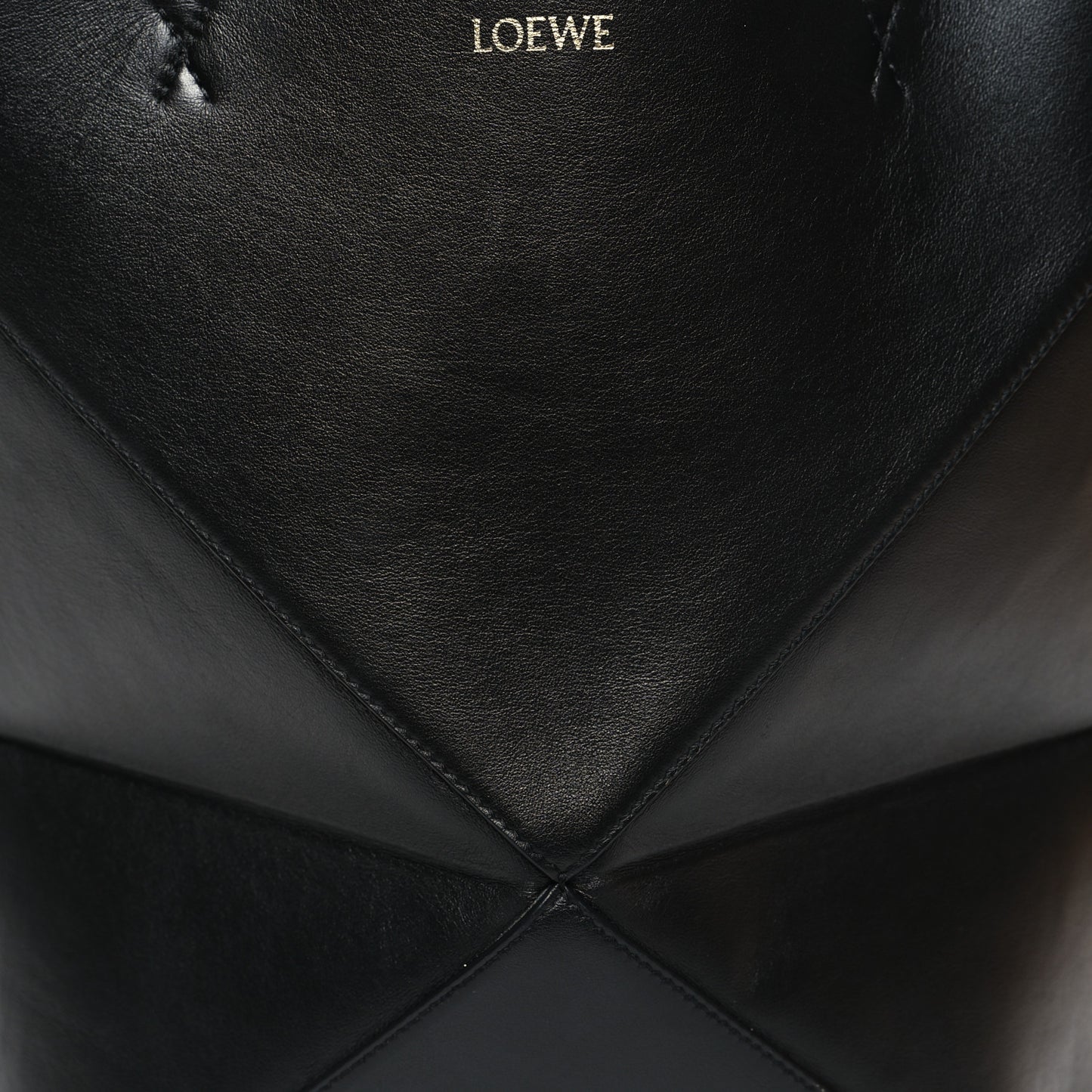 Shiny Calfskin Medium Puzzle Fold Tote Black