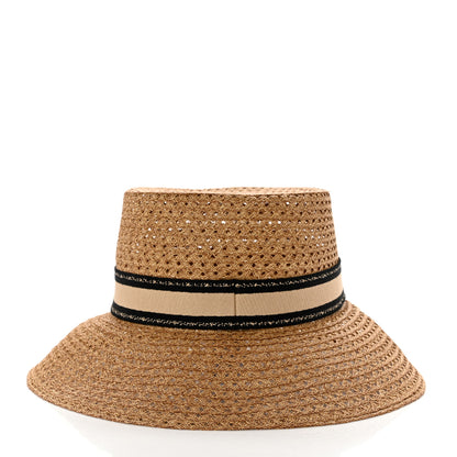 Christian Dior Straw Embroidered D-Bobby Large Brim Hat 59 Natural 5 of 9