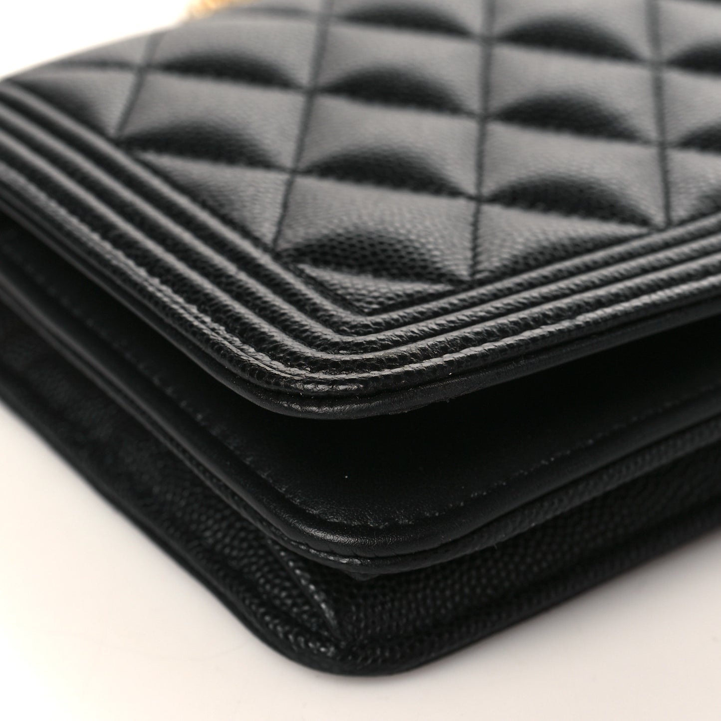 Caviar Quilted Boy Wallet On Chain WOC Black