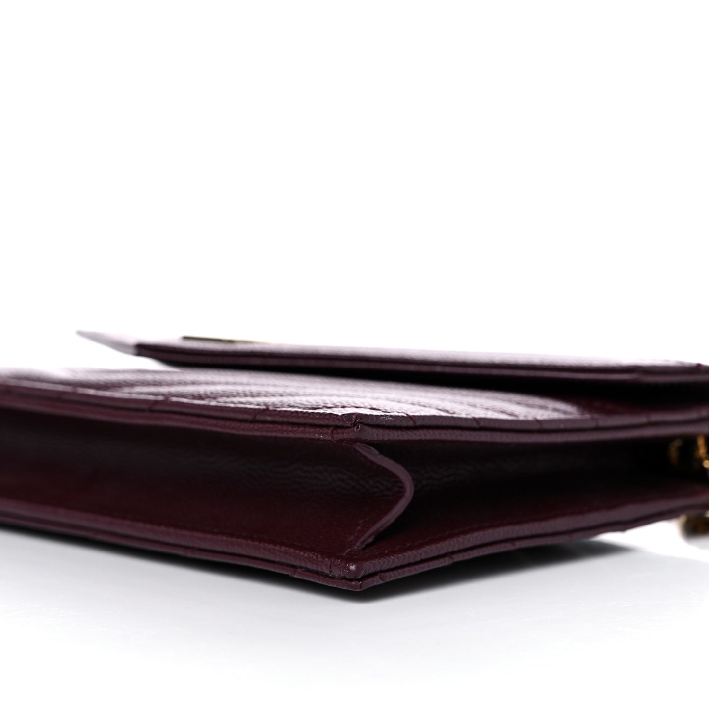 Grain De Poudre Matelasse Chevron Monogram Envelope Chain Wallet Rouge Legion