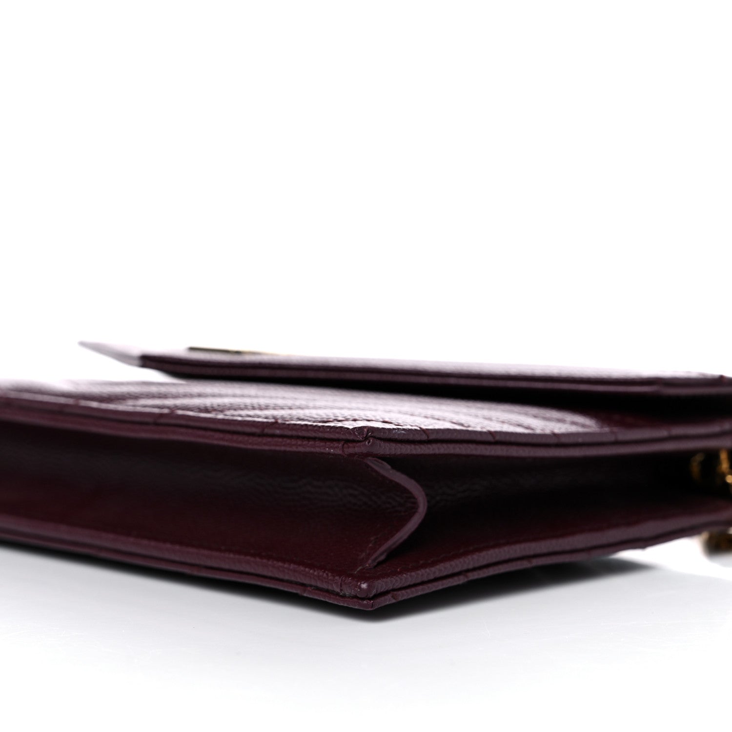 Saint Laurent Grain De Poudre Matelasse Chevron Monogram Envelope Chain Wallet Rouge Legion 9 of 9