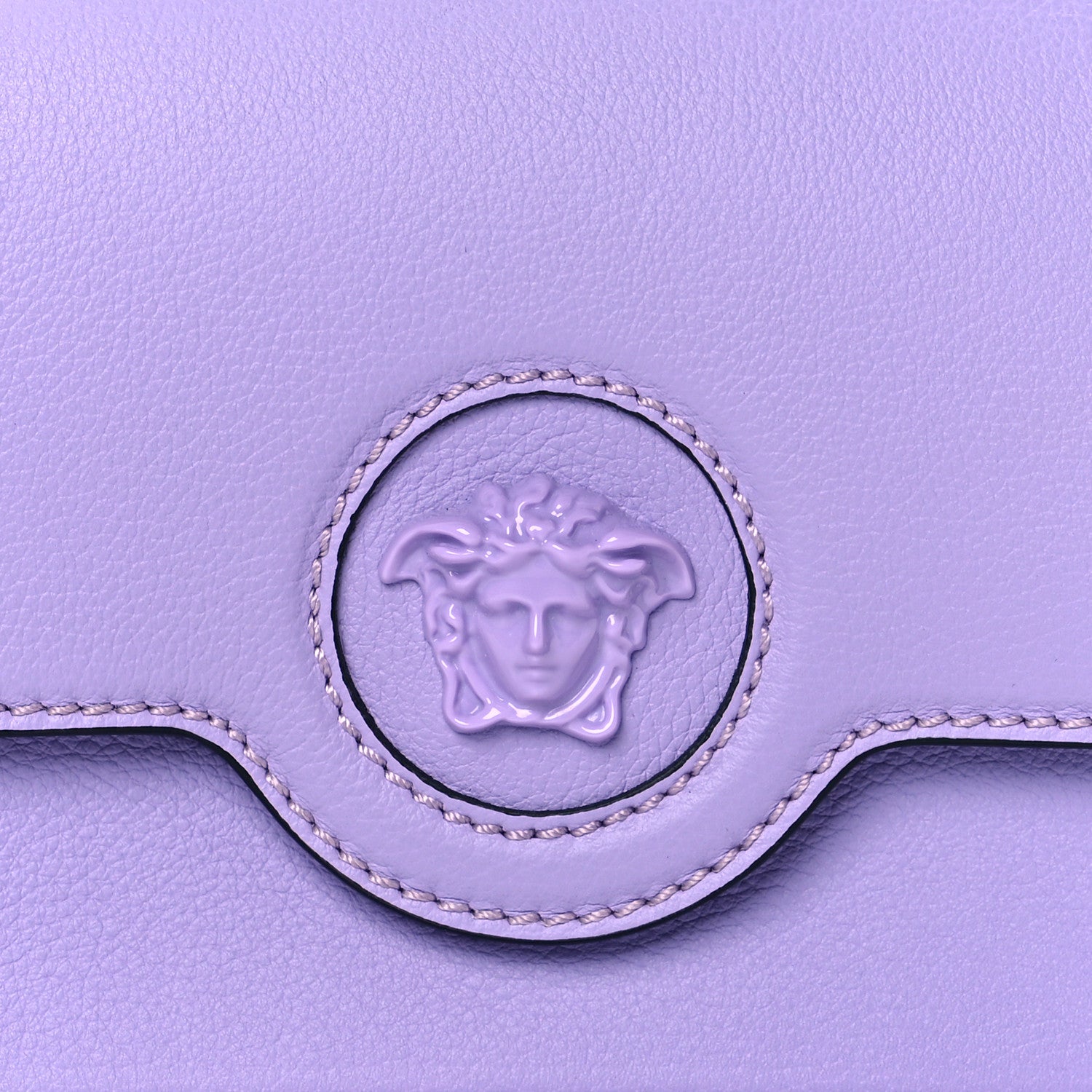Versace Grained Calfskin La Medusa Shoulder Bag Lilac 7 of 9
