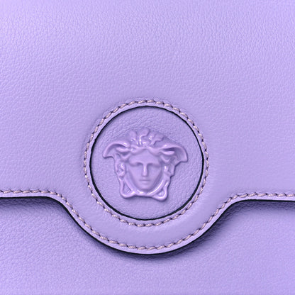 Versace Grained Calfskin La Medusa Shoulder Bag Lilac 7 of 9