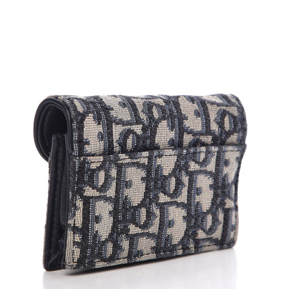 Christian Dior Oblique Saddle Card Holder Blue 3 of 11
