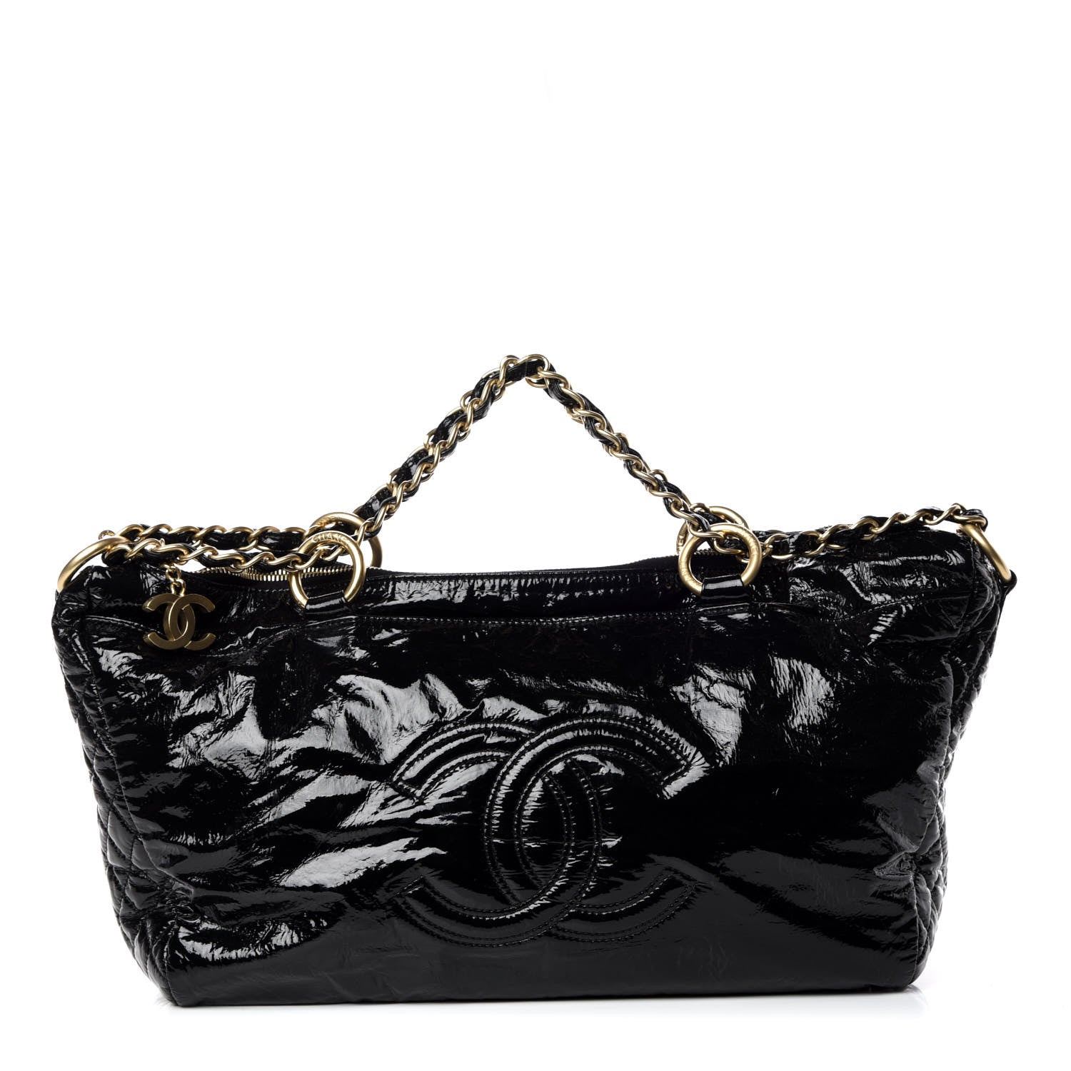 Chanel Vinyl Medium Rock and Chain Bowler Black 1 of 12