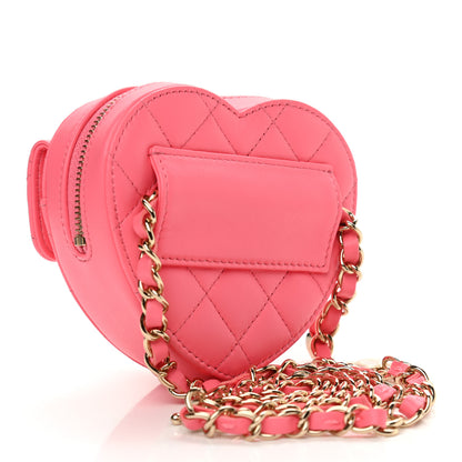 Chanel Lambskin Quilted CC In Love Heart Waist Belt Bag With Chain Pink 3 of 11