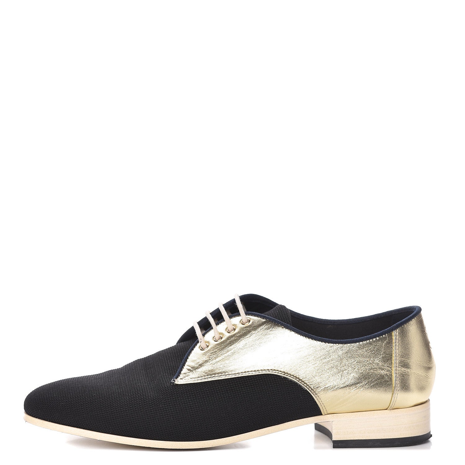 Chanel Metallic Lambskin CC Lace Up Oxfords 38 Dark Gold 1 of 17