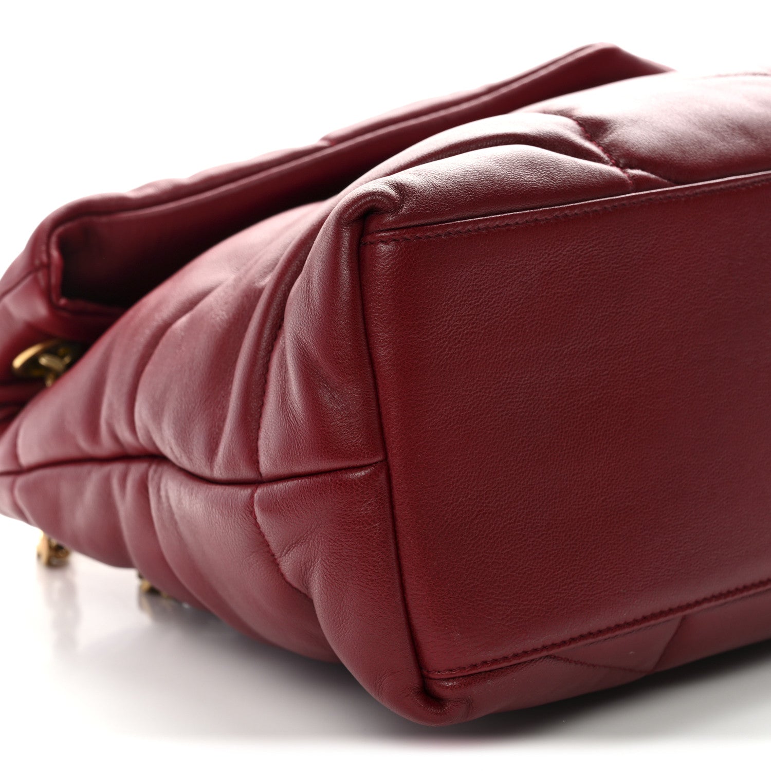 Saint Laurent Lambskin Quilted Medium Loulou Puffer Monogram Chain Satchel Opyum Red 9 of 10