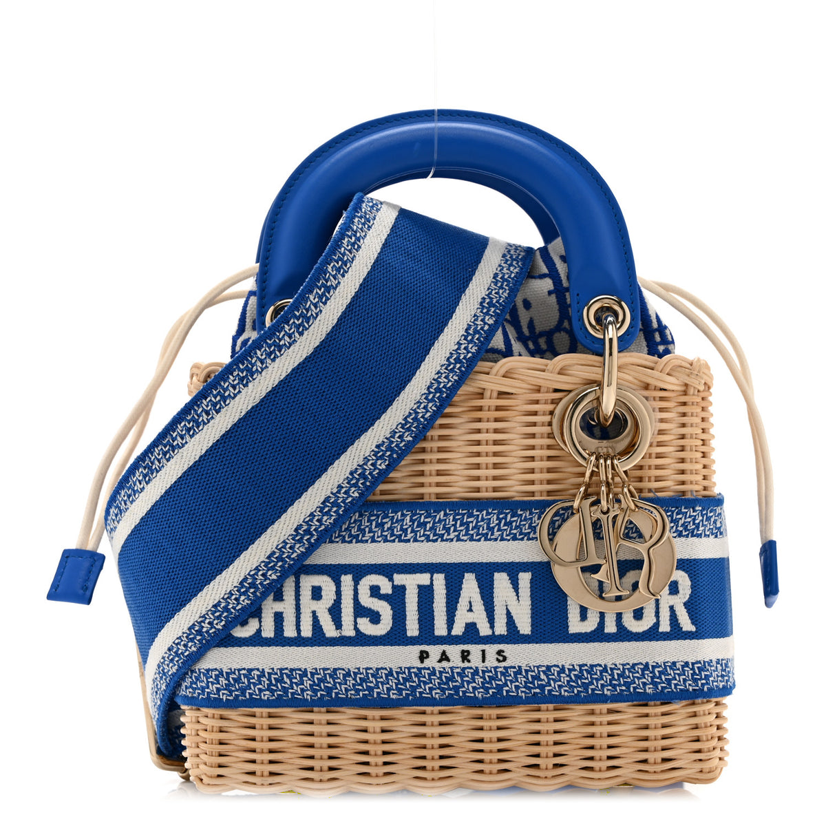 Wicker Oblique Mini Lady Dior Bag Florescent Blue