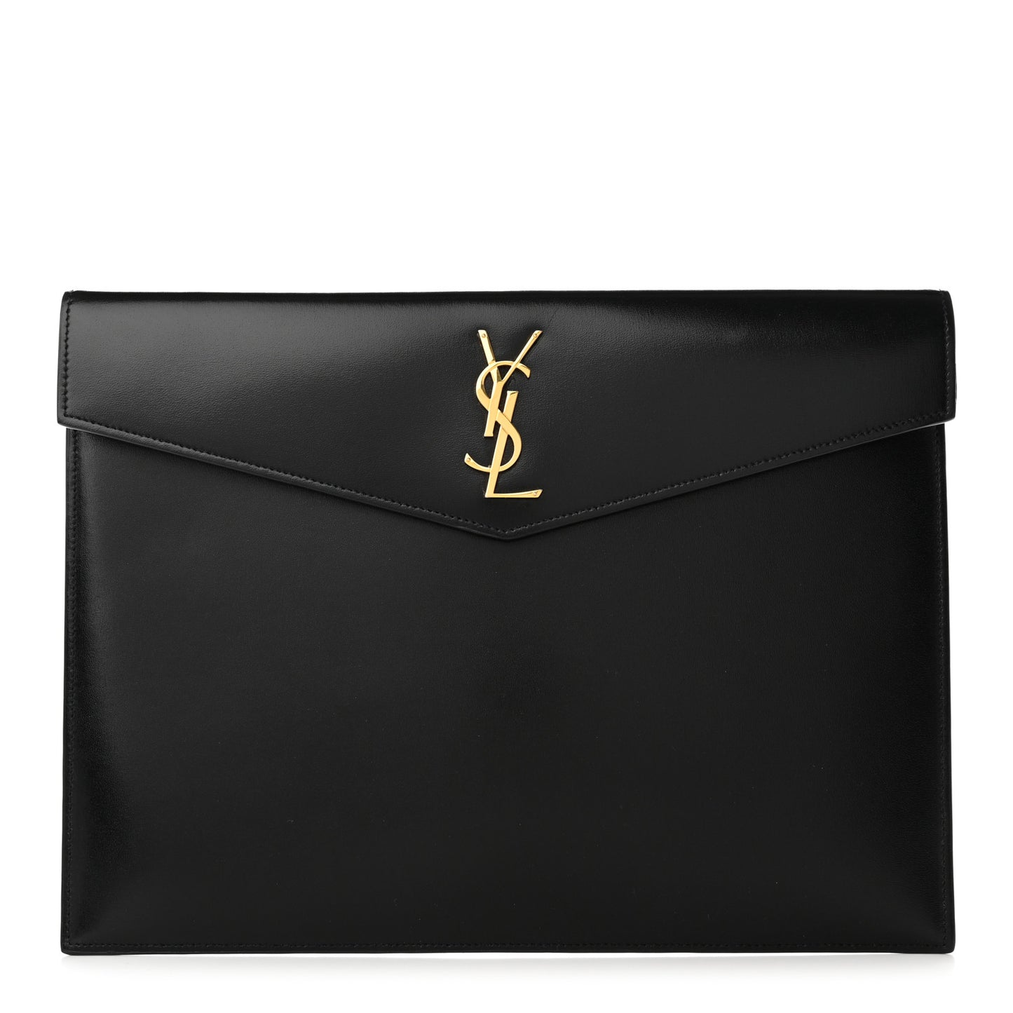 Smooth Shiny Calfskin Monogram Uptown Baby Pouch Black