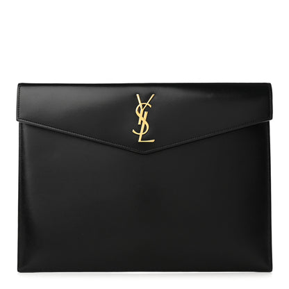 Saint Laurent Smooth Shiny Calfskin Monogram Uptown Baby Pouch Black 1 of 9