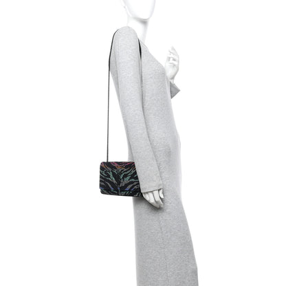 Saint Laurent Canvas Calfskin Metallic Tiger Print Small Monogram Kate Satchel Black Multicolor 2 of 13