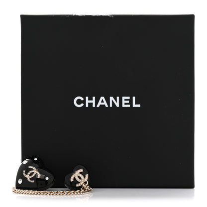 Chanel Resin Crystal CC Heart Multi Strand Chain Brooch Black Gold 5 of 5