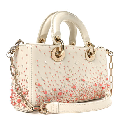 Christian Dior Calfskin Embroidered Small Lady D-Joy White Multicolor 5 of 19