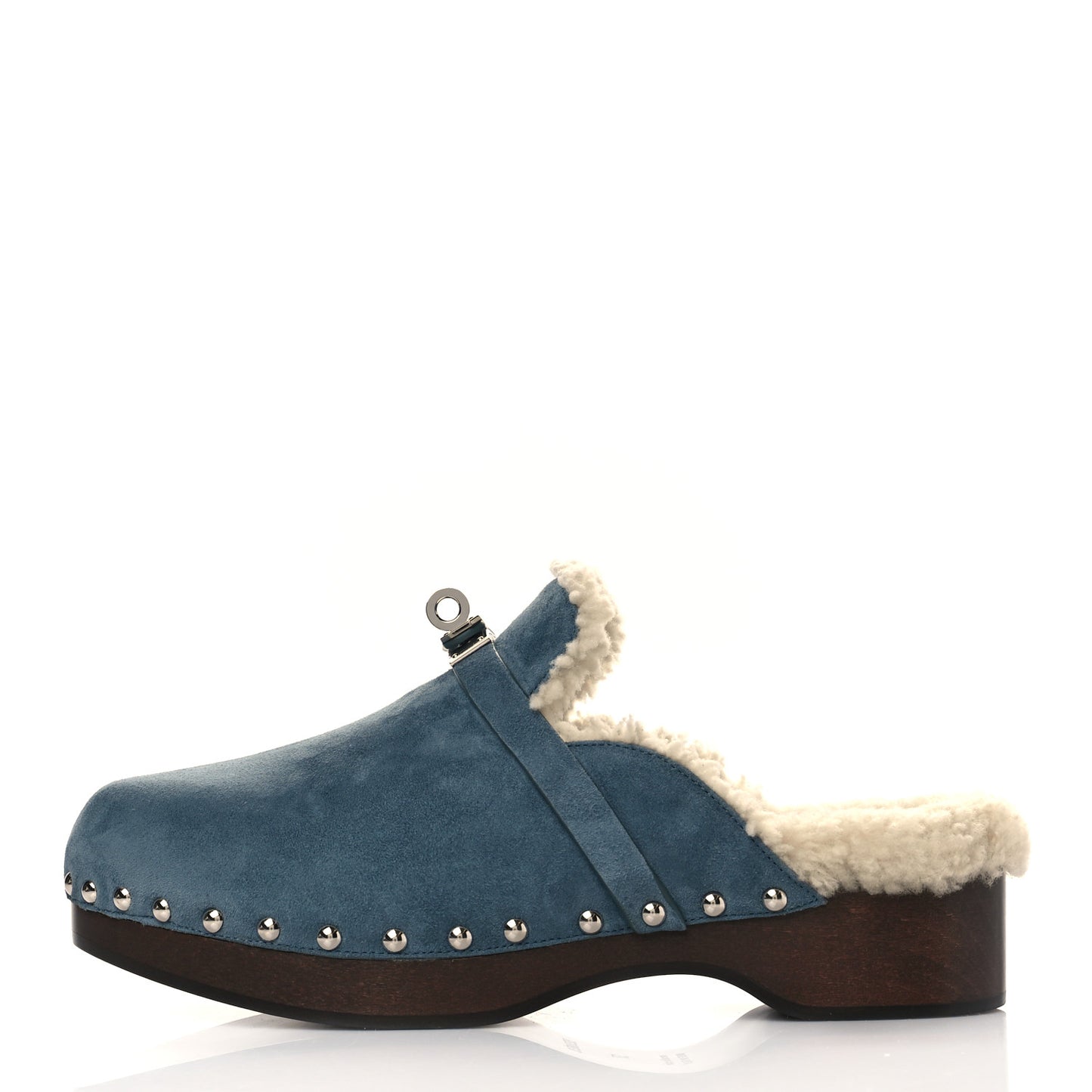 Suede Goatskin Woolskin Carlotta Mules 37 Bleu Pinede