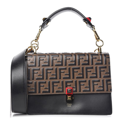 Fendi Vitello Liberty Bi-Color FF 1974 Embossed Kan I Shoulder Bag Black Maya 1 of 11