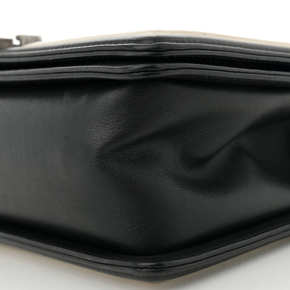 Chanel Calfskin Pleated Medium Boy In Rome Flap Black White 10 of 12