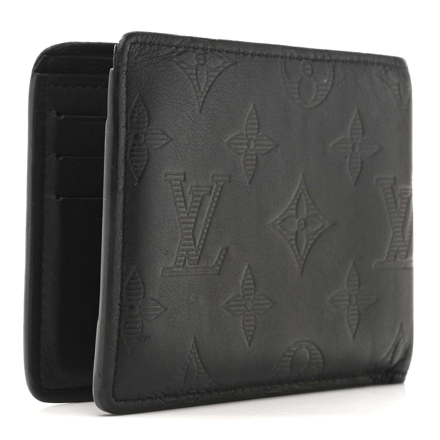 Louis Vuitton Calfskin Monogram Shadow Multiple Wallet Black 3 of 11
