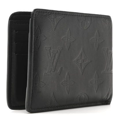 Louis Vuitton Calfskin Monogram Shadow Multiple Wallet Black 3 of 11