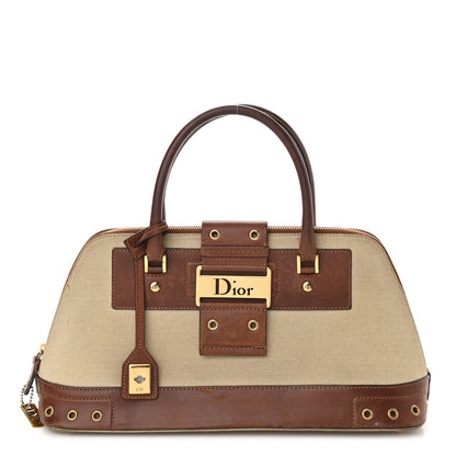 Christian Dior Canvas Calfskin Street Chic Top Handle Bag Beige 1 of 15