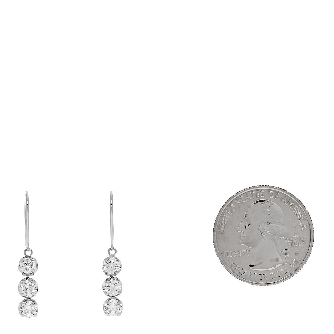 Parker & West by FASHIONPHILE Platinum Diamond 1.50ct Round Cut Drop Earrings 2 of 4