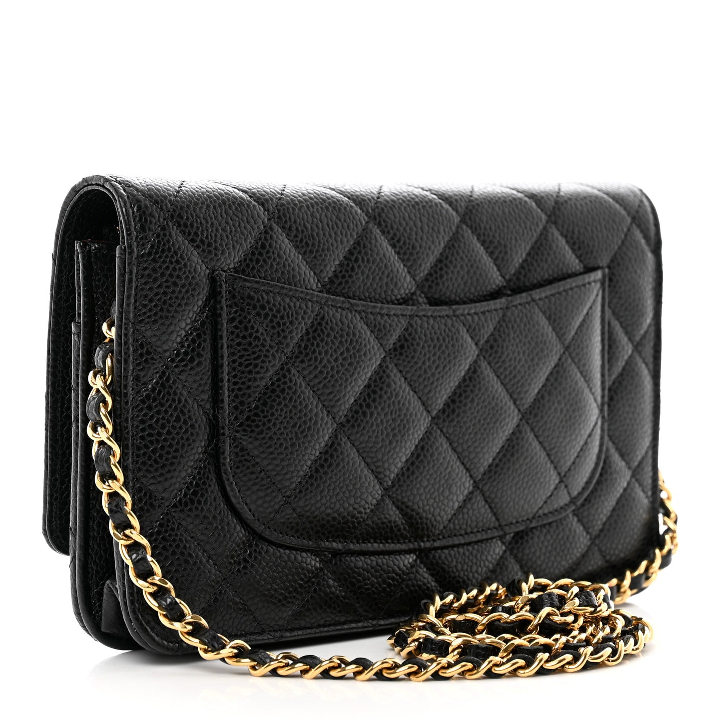 Caviar Quilted Wallet on Chain WOC Black