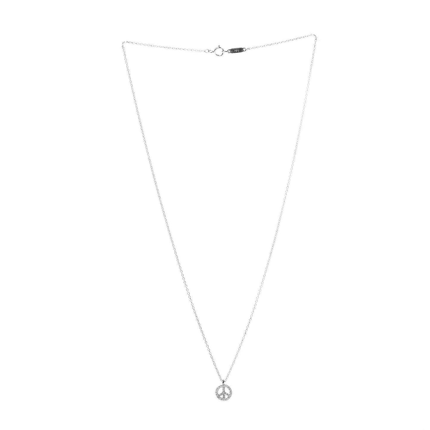 18K White Gold Diamond Metro Peace Pendant Necklace