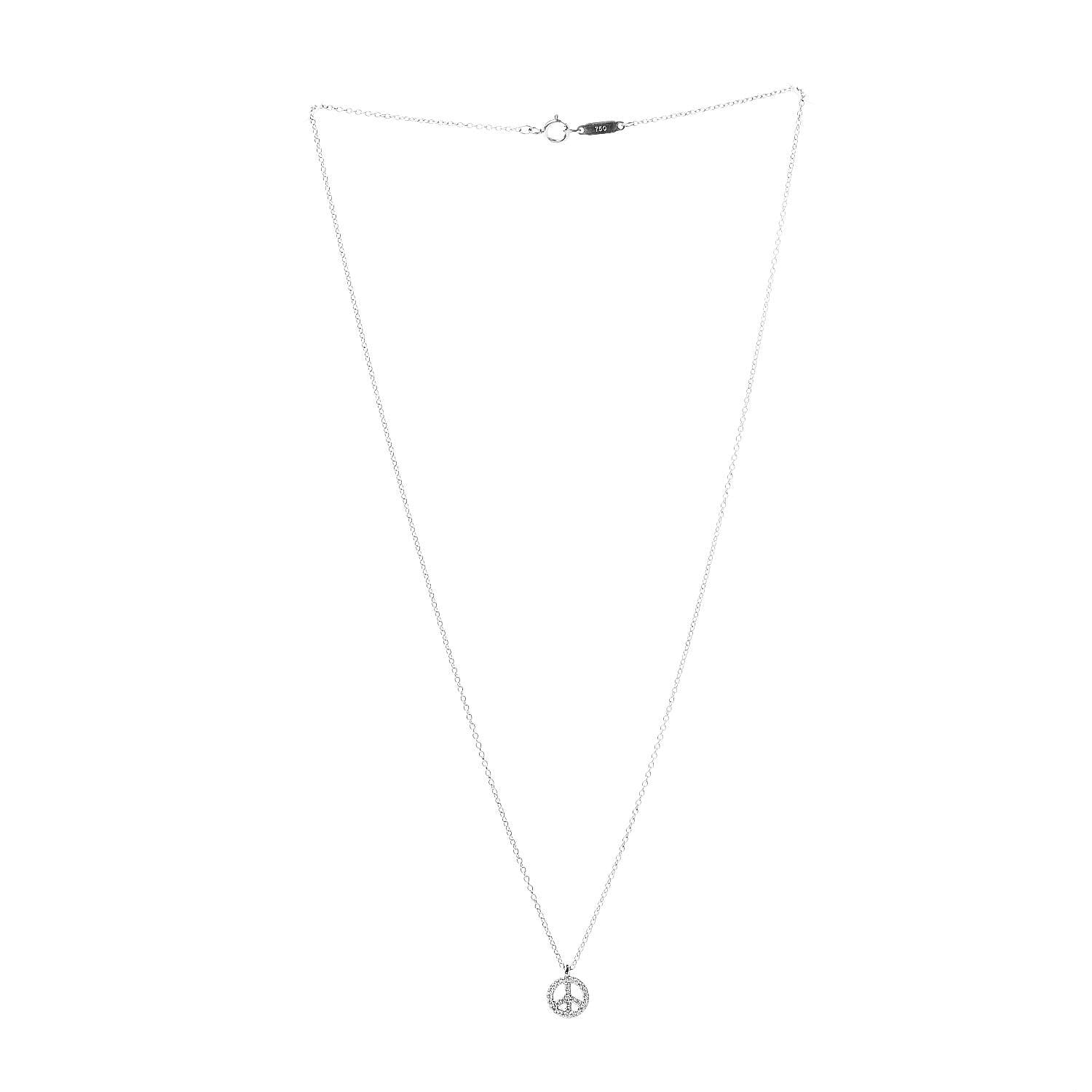 Tiffany 18K White Gold Diamond Metro Peace Pendant Necklace 3 of 6