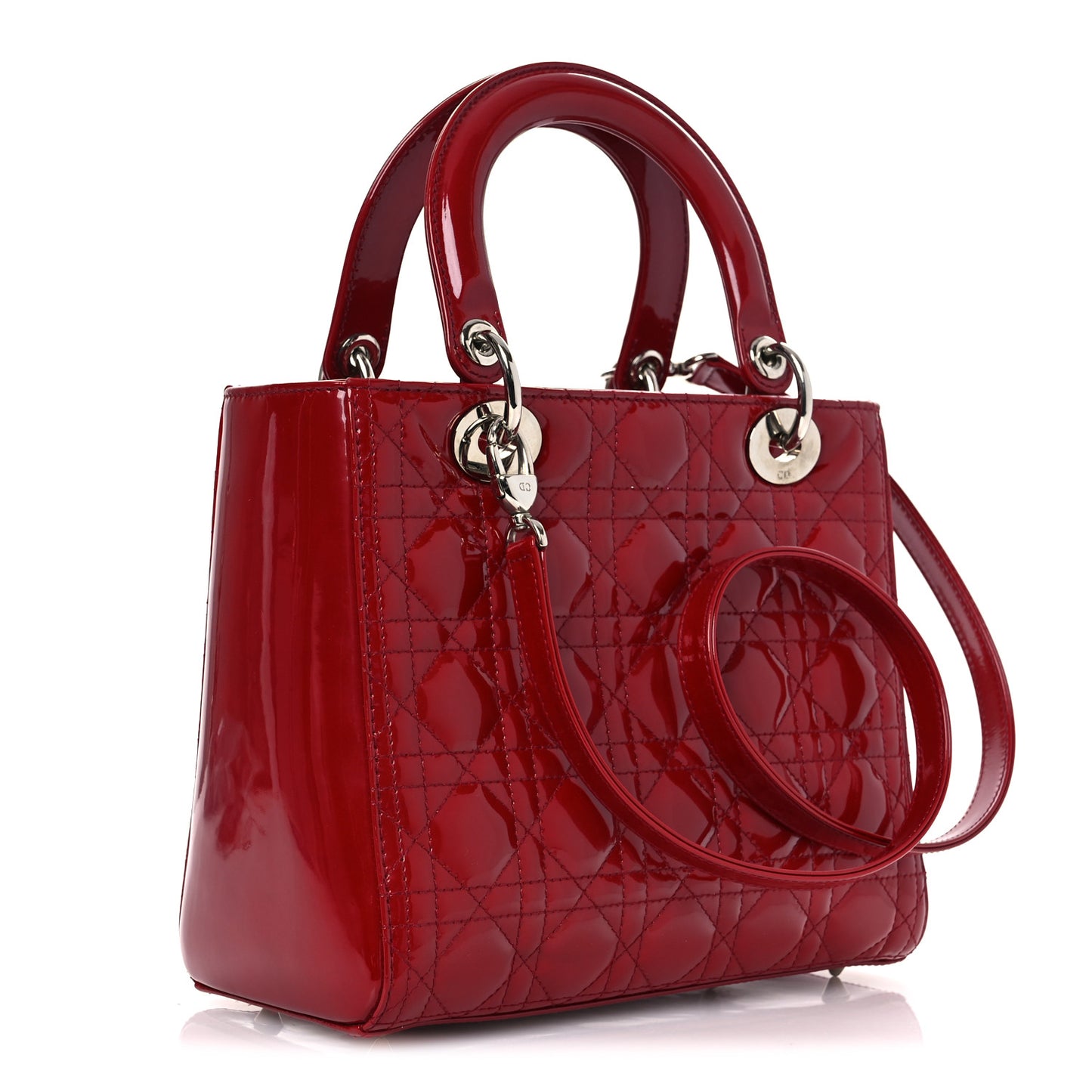 Patent Cannage Medium Lady Dior Red