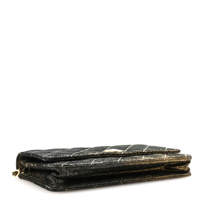 Chanel Iridescent Calfskin Quilted Tartan Button Wallet on Chain WOC Gold 4 of 12