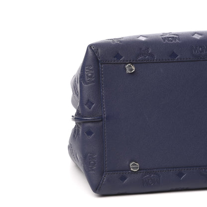MCM Calfskin Ottomar Monogram Large Essential Tote Navy Blue 8 of 10