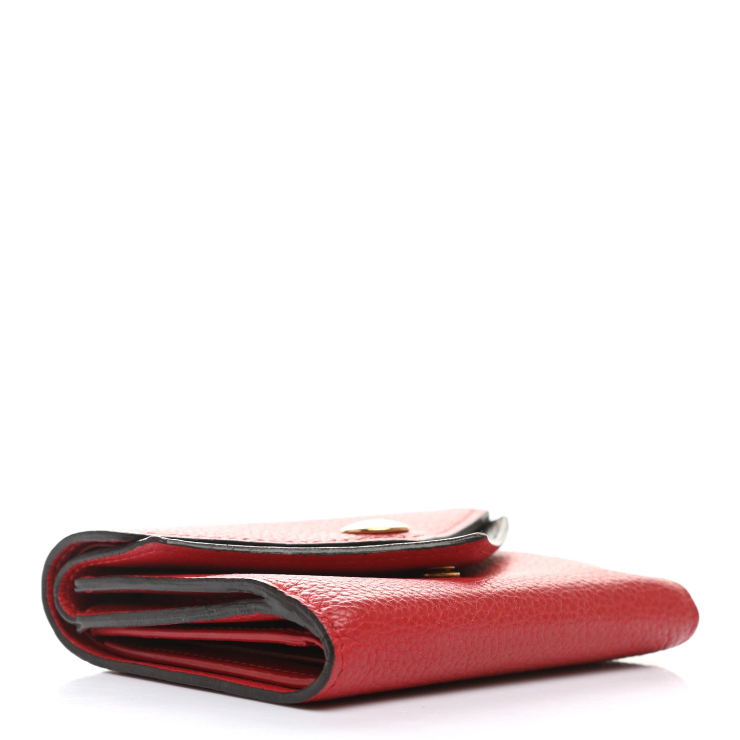 Grained Calfskin Monogram Double V Compact Wallet Rubis