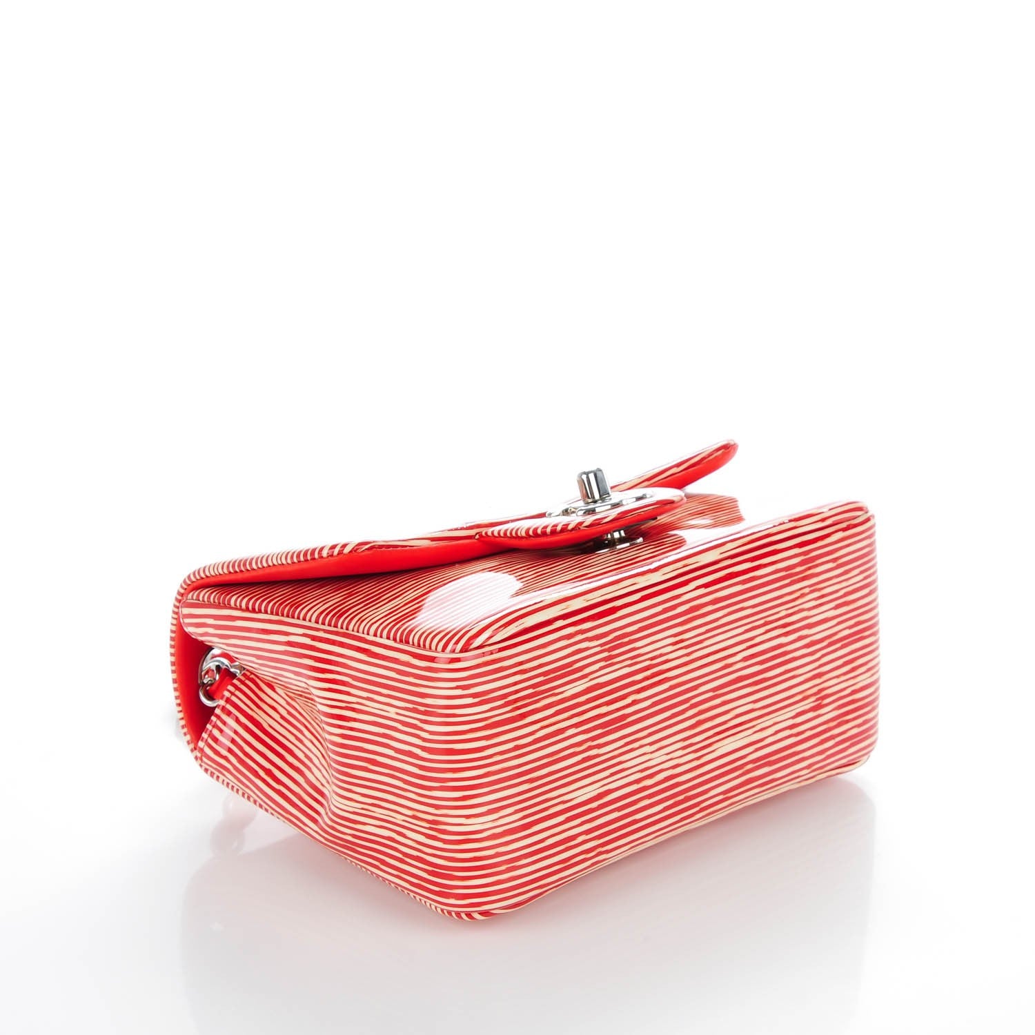 Chanel Patent Calfskin Striped Mini Square Flap Red 4 of 8