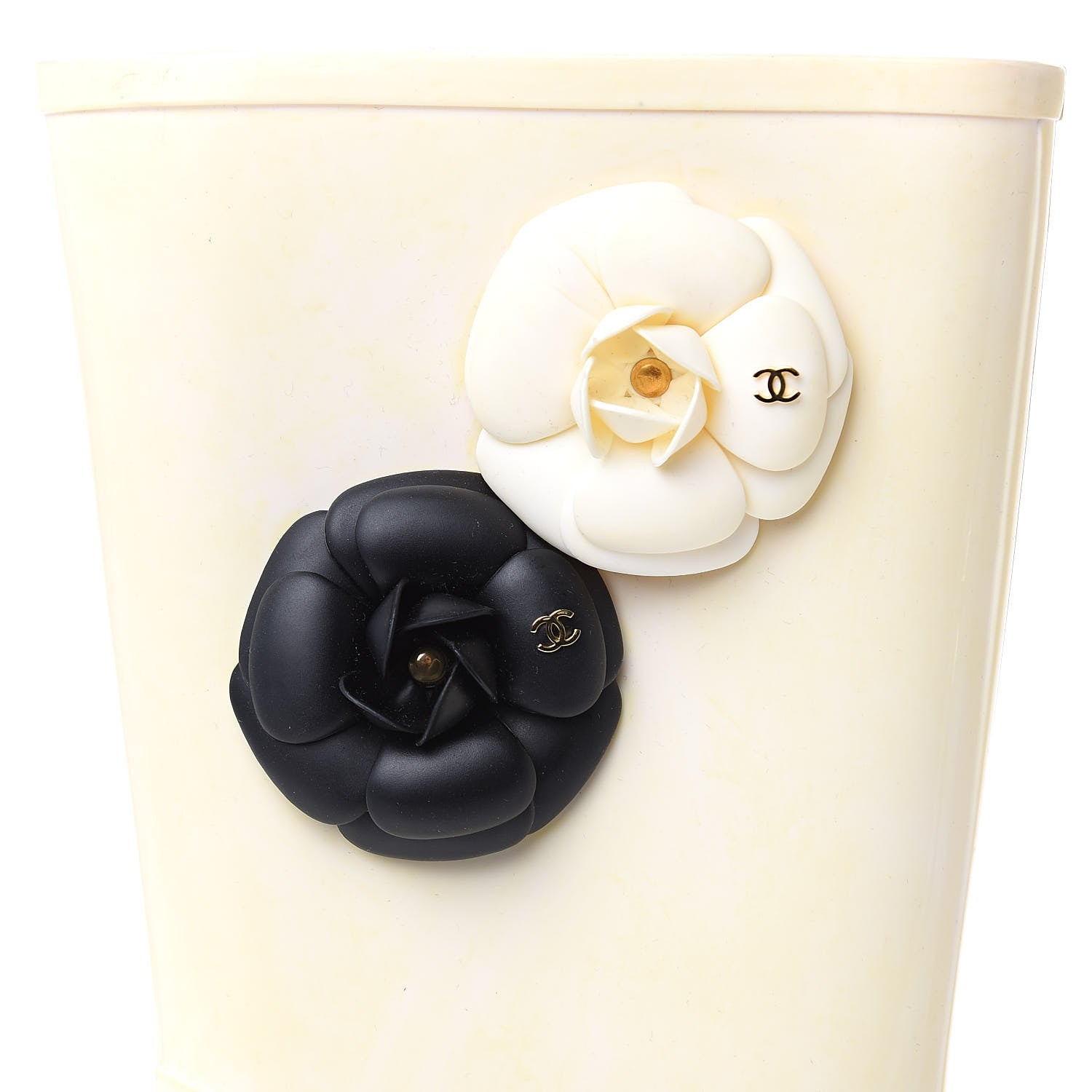 Chanel Rubber Camellia Rain Boots 40 Off White 4 of 9