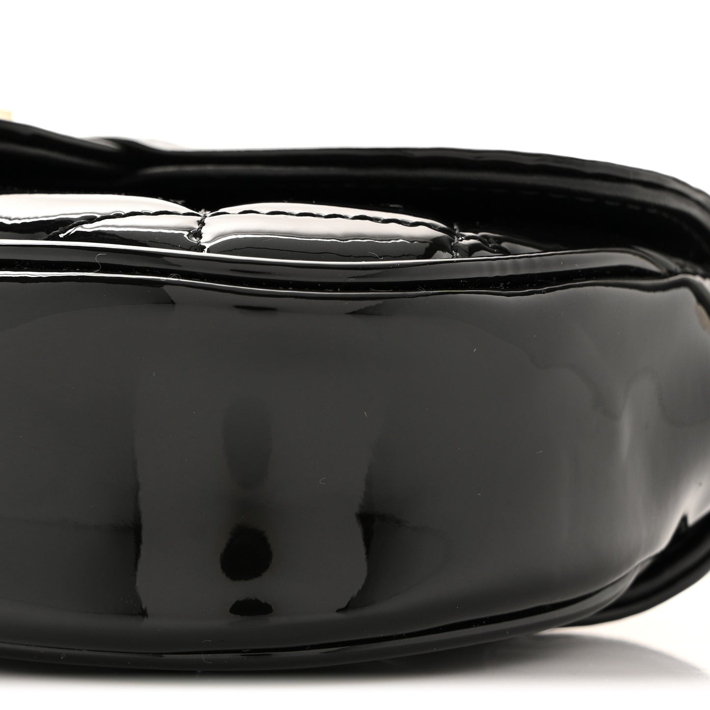 Patent Calfskin Quilted Mini Clutch Black