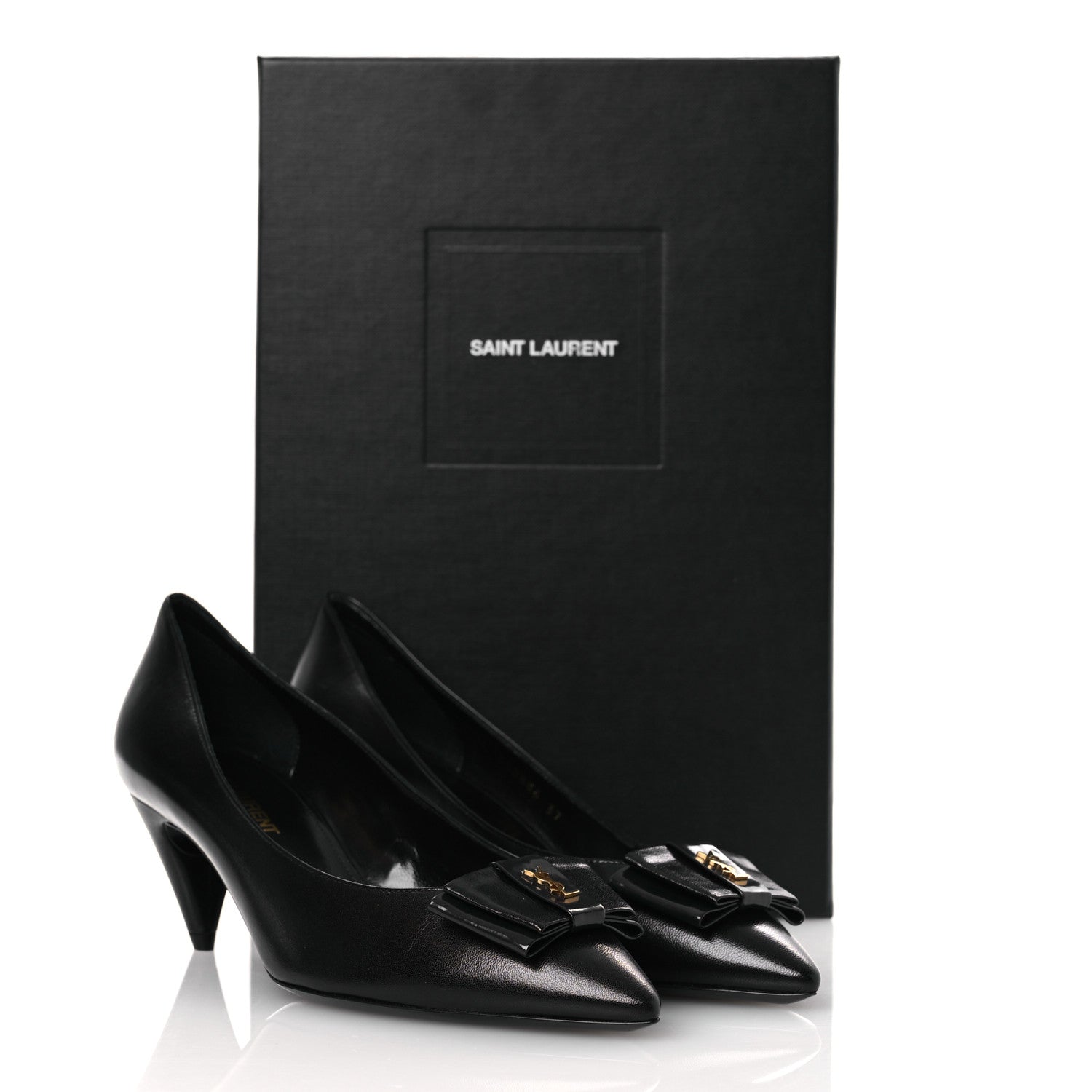 Saint Laurent Belfagor Bow Anais 55 Pumps 37 Black Navy 11 of 11