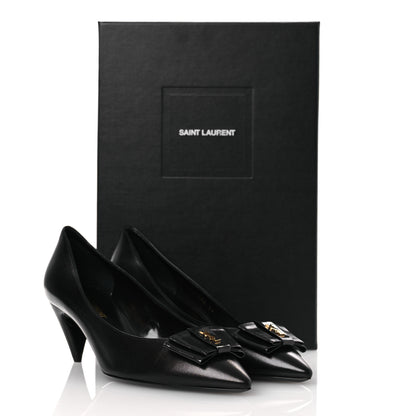 Saint Laurent Belfagor Bow Anais 55 Pumps 37 Black Navy 11 of 11