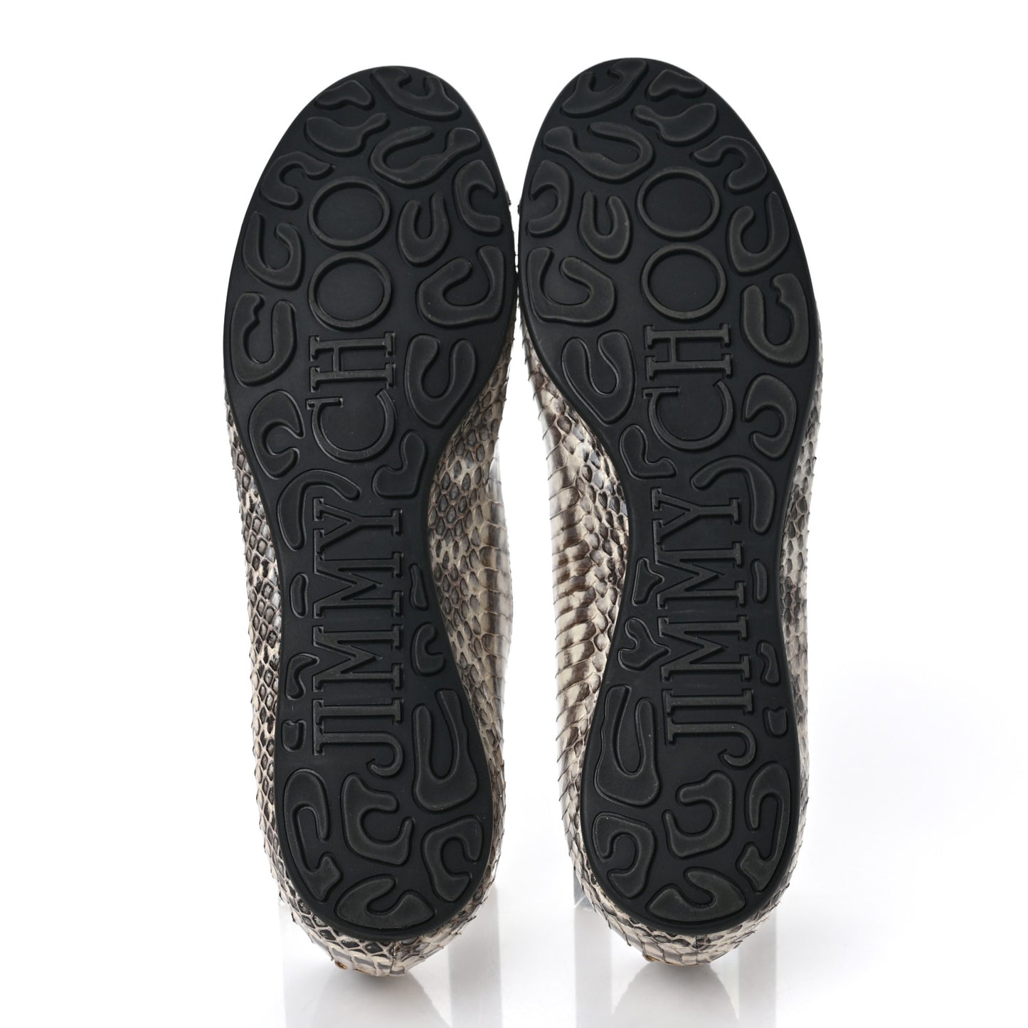 Snakeskin Embossed Patent Cap Toe Whirl Ballet Flats 41 Natural Black