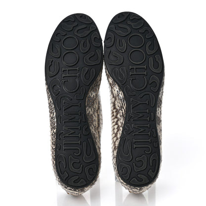 Jimmy Choo Snakeskin Embossed Patent Cap Toe Whirl Ballet Flats 41 Natural Black 6 of 9