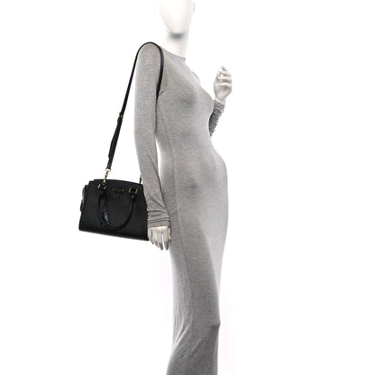 Prada Saffiano Soft Calfskin Double Handle Satchel Black 2 of 10