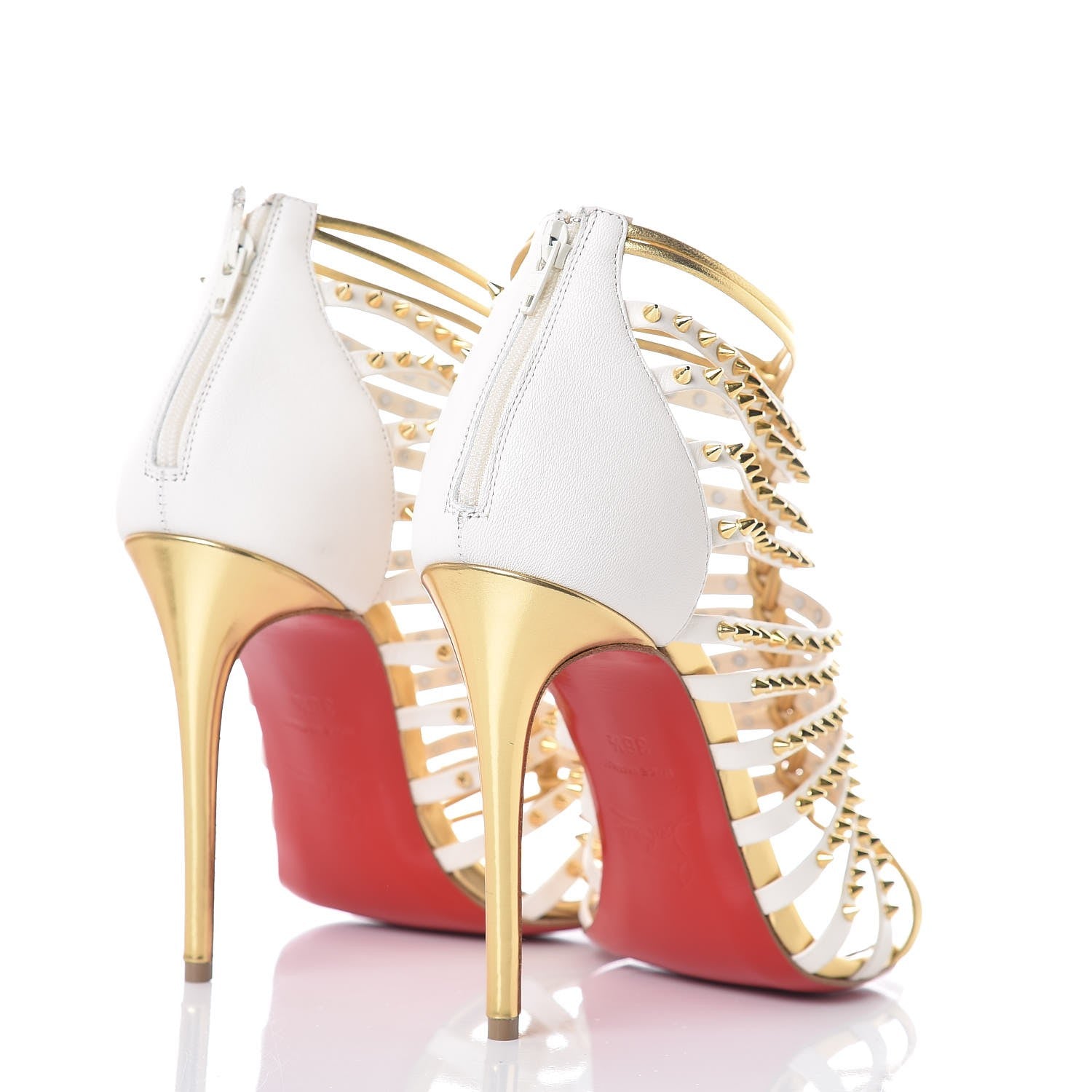 Christian Louboutin Kid Nappa Millaclou 100 Cage Sandals 36.5 Edelweiss Gold 4 of 8