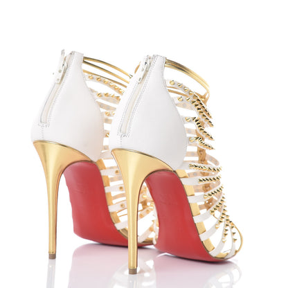 Christian Louboutin Kid Nappa Millaclou 100 Cage Sandals 36.5 Edelweiss Gold 4 of 8