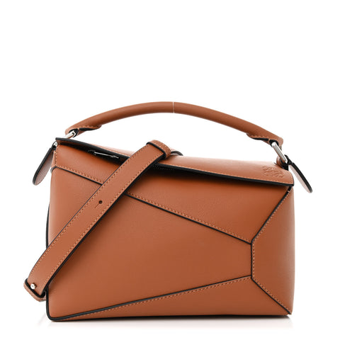 Calfskin Small Puzzle Edge Bag Tan