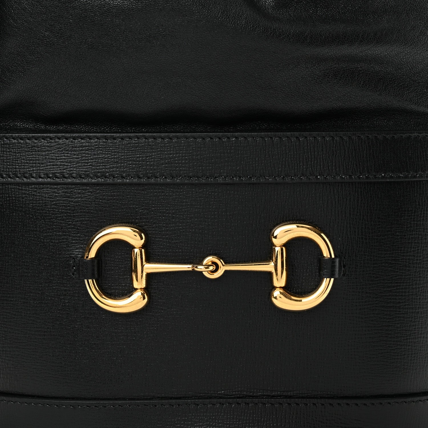 Gucci Azalea Sakai Calfskin Horsebit 1955 Drawstring Bucket Bag Black 8 of 10