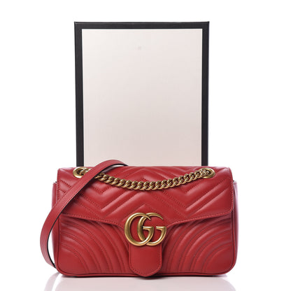 Gucci Calfskin Matelasse Small GG Marmont Shoulder Bag Hibiscus Red 11 of 11