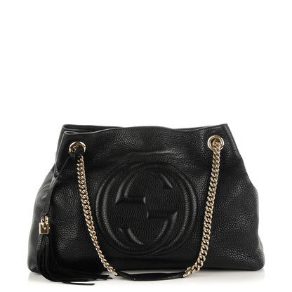 Gucci Pebbled Calfskin Medium Soho Chain Shoulder Bag Black 1 of 7