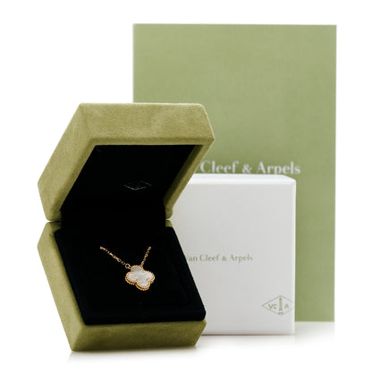 Van Cleef & Arpels 18K Yellow Gold Mother of Pearl Vintage Alhambra Pendant Necklace 7 of 7