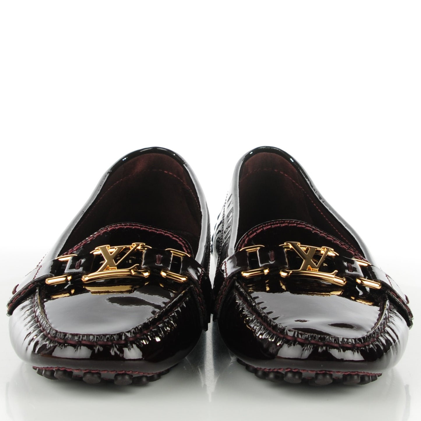 Patent Calfskin Oxford Loafers 40 Amarante